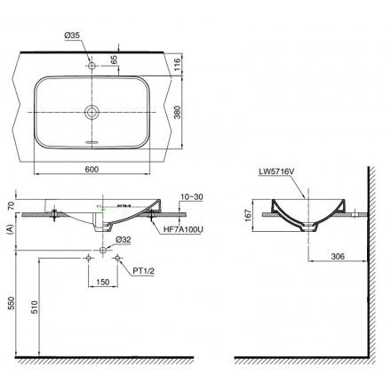 Chậu Rửa Lavabo TOTO LT5716 Đặt Bàn