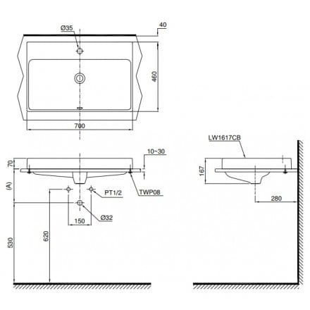 Chậu Rửa Mặt Lavabo TOTO L1617C Đặt Bàn