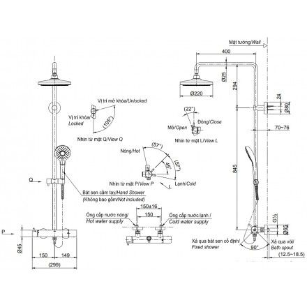 Vòi Sen Cây TOTO TBW01302B Nóng Lạnh