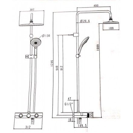 Bộ sen phun mưa cảm biến nhiệt độ American WF-4955