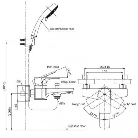 Vòi sen tắm TOTO TBG07302V/DGH104ZR nóng lạnh