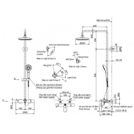 Vòi Sen Cây TOTO TBW01301B Nóng Lạnh