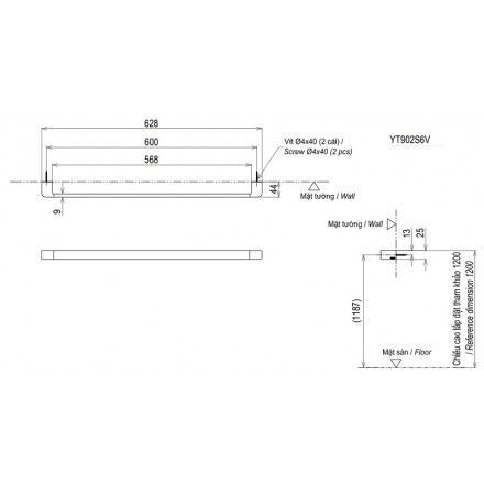 Thanh Vắt Khăn TOTO YT902S6V Inox