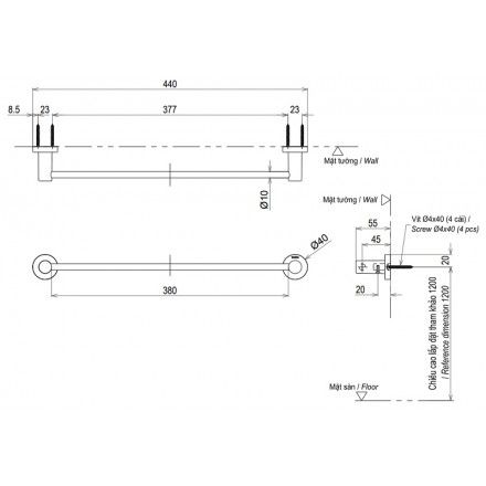 Thanh Vắt Khăn TOTO YT406S4RV Inox