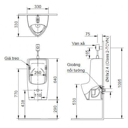 Bồn tiểu nam treo tường inax AU-431VR