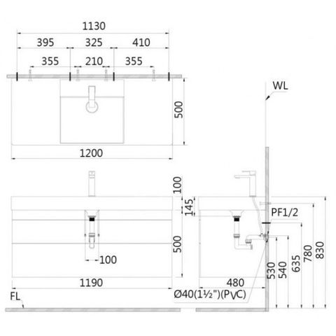 Bộ Tủ Lavabo Caesar Treo Tường LF5388/EH05388DWV