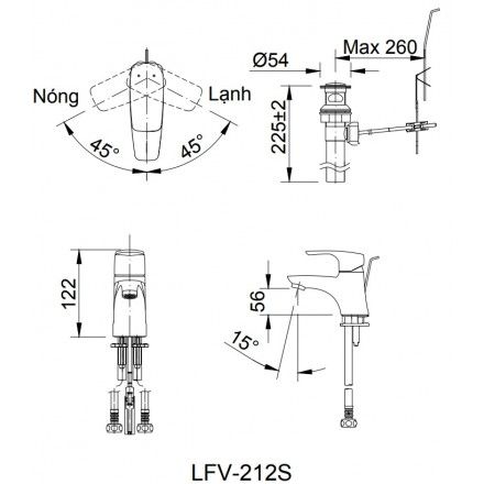 Vòi Chậu Rửa Inax LFV-212S Nóng Lạnh Lavabo