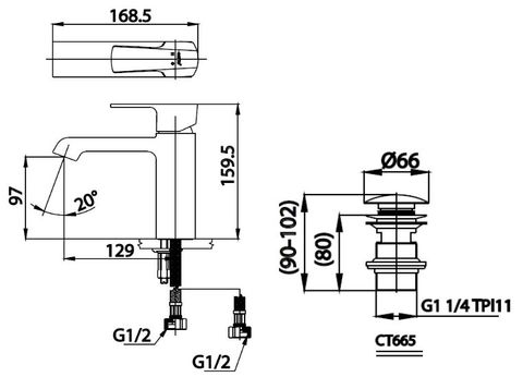 Vòi Lavabo COTTO CT2200A Cubic Nóng Lạnh