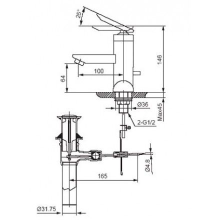 Vòi Lavabo Inax LFV-4001S Nóng Lạnh Chậu 3 Lỗ