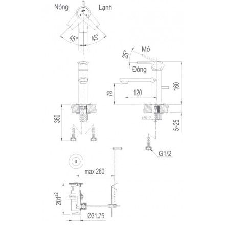 Vòi Lavabo Inax LFV-7102S Nóng Lạnh