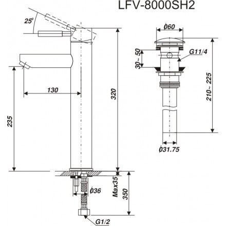 Vòi Lavabo Đặt Bàn Inax LFV-8000SH2 Nóng Lạnh Cổ Cao