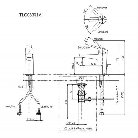 Vòi Lavabo TOTO TLG03301V Nóng Lạnh