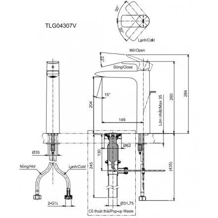 Vòi Lavabo TOTO TLG04307V Nóng Lạnh Cổ Cao