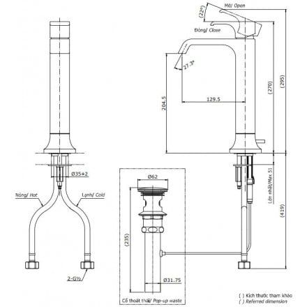 Vòi Lavabo TOTO TLG08305V Nóng Lạnh Cổ Cao