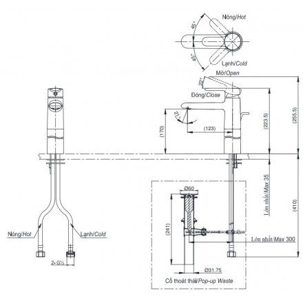 Vòi Lavabo TOTO TVLM111NS Nóng Lạnh Cổ Cao