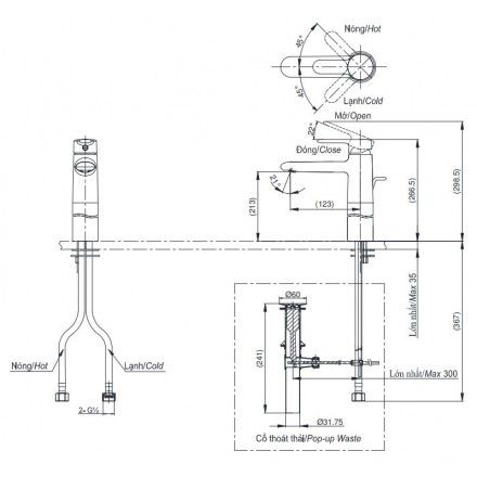 Vòi lavabo TOTO TVLM112NS nóng lạnh cổ cao