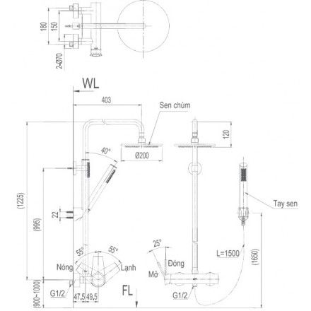 Vòi Cây Sen Tắm Nóng Lạnh Inax BFV-71S