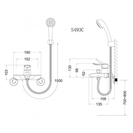 Vòi Sen Nóng Lạnh CAESAR S493C Tay 1 Chế Độ