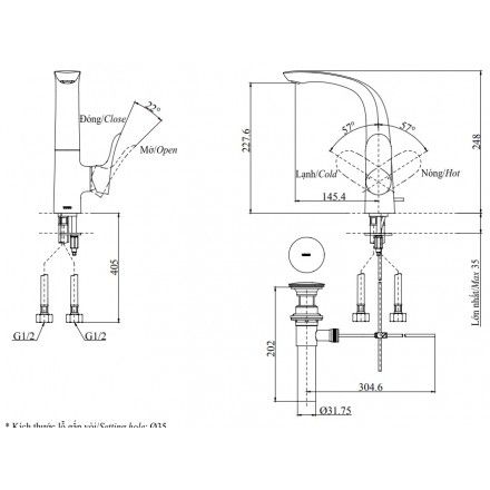 Vòi Lavabo TOTO TLG01309B Nóng Lạnh Cổ Cao