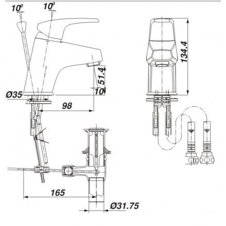 Vòi Rửa Nóng Lạnh Inax LFV-282S Xả Ty