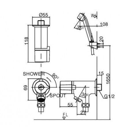 Vòi Sen Tắm Tay Nhựa INAX BFV-10 lạnh