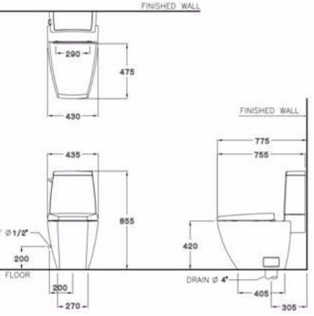 Bàn Cầu COTTO C13507 Hai Khối Hercules Xả Gạt