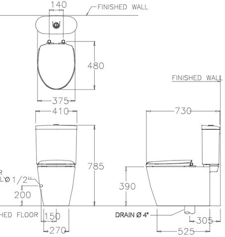 Bàn Cầu COTTO C16817 Hai Khối 3x3 E1 Nắp Êm