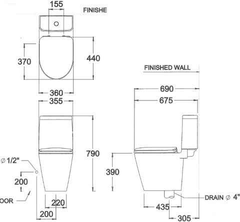 Bàn Cầu COTTO C17027 Hai Khối Space Solution