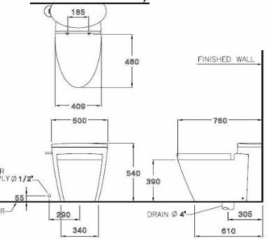 Bàn Cầu COTTO C10047 Một Khối Paragon Cao Cấp