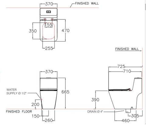 Bàn Cầu COTTO C10327 Một Khối Quado Xả Gạt