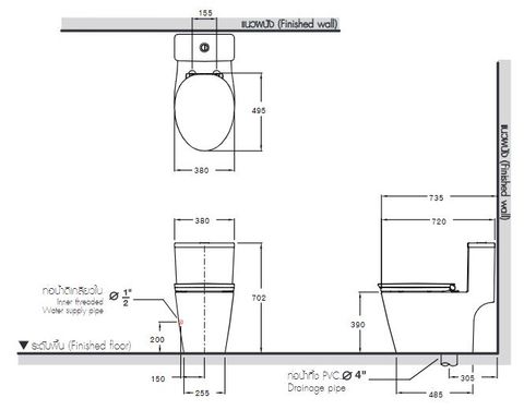 Bàn Cầu COTTO C110507 Một Khối Harmony