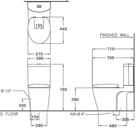 Bàn Cầu COTTO C12247 Unique II Hai Khối Nắp Êm