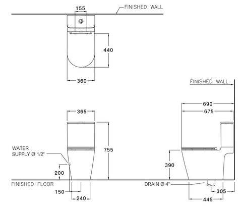 Bàn Cầu COTTO C125117 Hai Khối Simply Connect