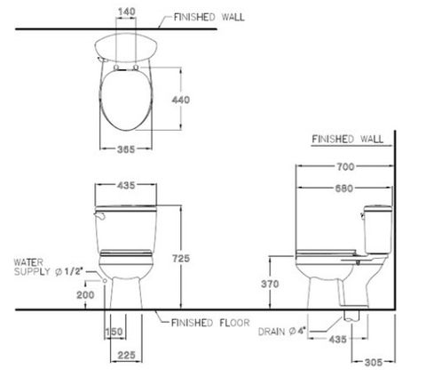 Bàn Cầu COTTO C1444 Hai Khối SHARON