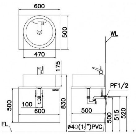 Chậu Rửa Lavabo CAESAR LF5240 Đặt Bàn Tròn