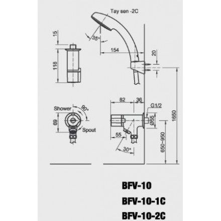 Vòi Sen Lạnh Inax BFV-10-2C Tay Sen Mạ