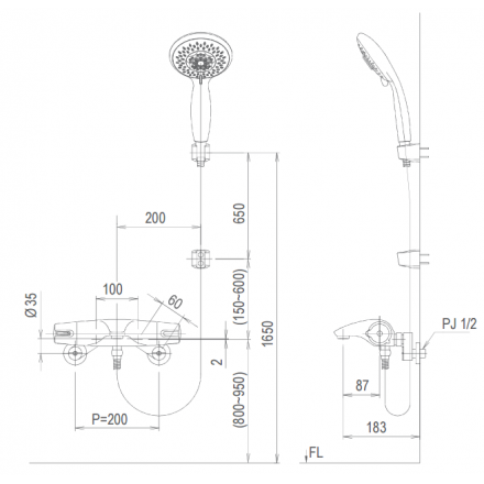 Vòi Sen Tắm Inax BFV-5103T-5C Nóng Lạnh