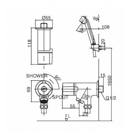 Vòi Sen Tắm Lạnh INAX BFV-10-1C Tay Sen Massage