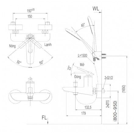 Vòi Sen Tắm Inax BFV-4103S Nóng Lạnh