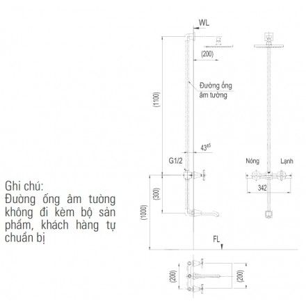 Vòi Sen Tắm Âm Tường Inax BFV-81SEW Nóng Lạnh