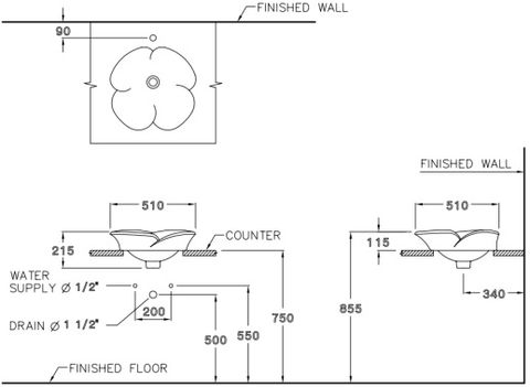 Chậu Rửa Lavabo COTTO C0004 Bliss Đặt Bàn