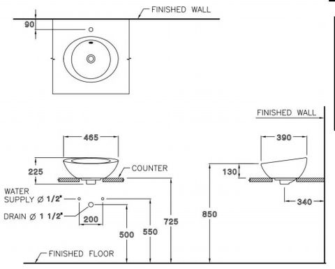 Chậu Rửa Lavabo COTTO C02507 Dazzle Đặt Bàn