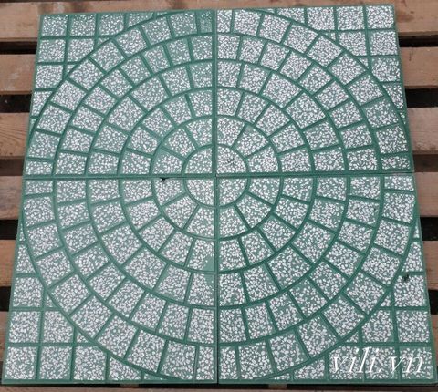 Gạch Vỉa Hè 40x40 Terrazzo Cánh Quạt Xanh