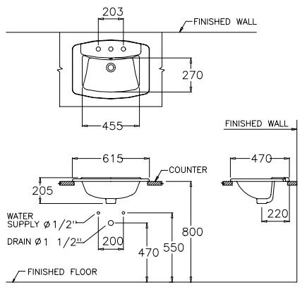 Chậu Rửa Mặt Lavabo COTTO C0110 Dương Vành Victor