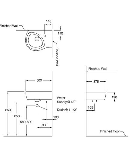 Chậu Lavabo COTTO C02797 Space Solution Đặt Góc