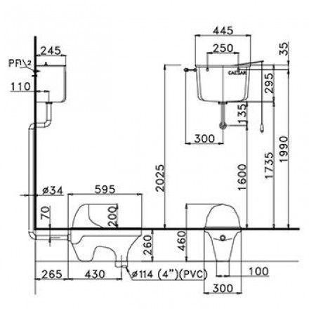 Bàn Cầu Xổm CAESAR CS1230 Có Két Nước