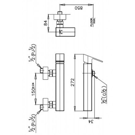 Củ Sen Tắm COTTO CT2012A Square Nóng Lạnh