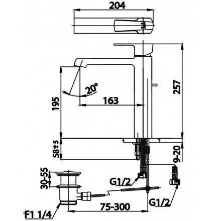 Vòi Lavabo COTTO CT2202AY Cubic Nóng Lạnh