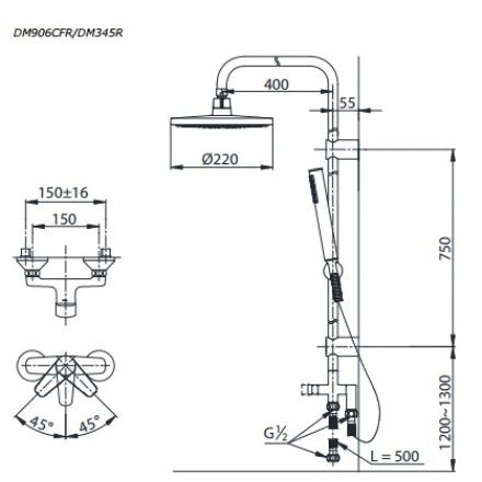 Vòi Sen Cây TOTO DM345S/DM906CFS Nóng Lạnh