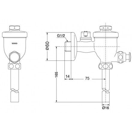 Van Xả Nhấn Tiểu Nam TOTO DU601S/T62-16